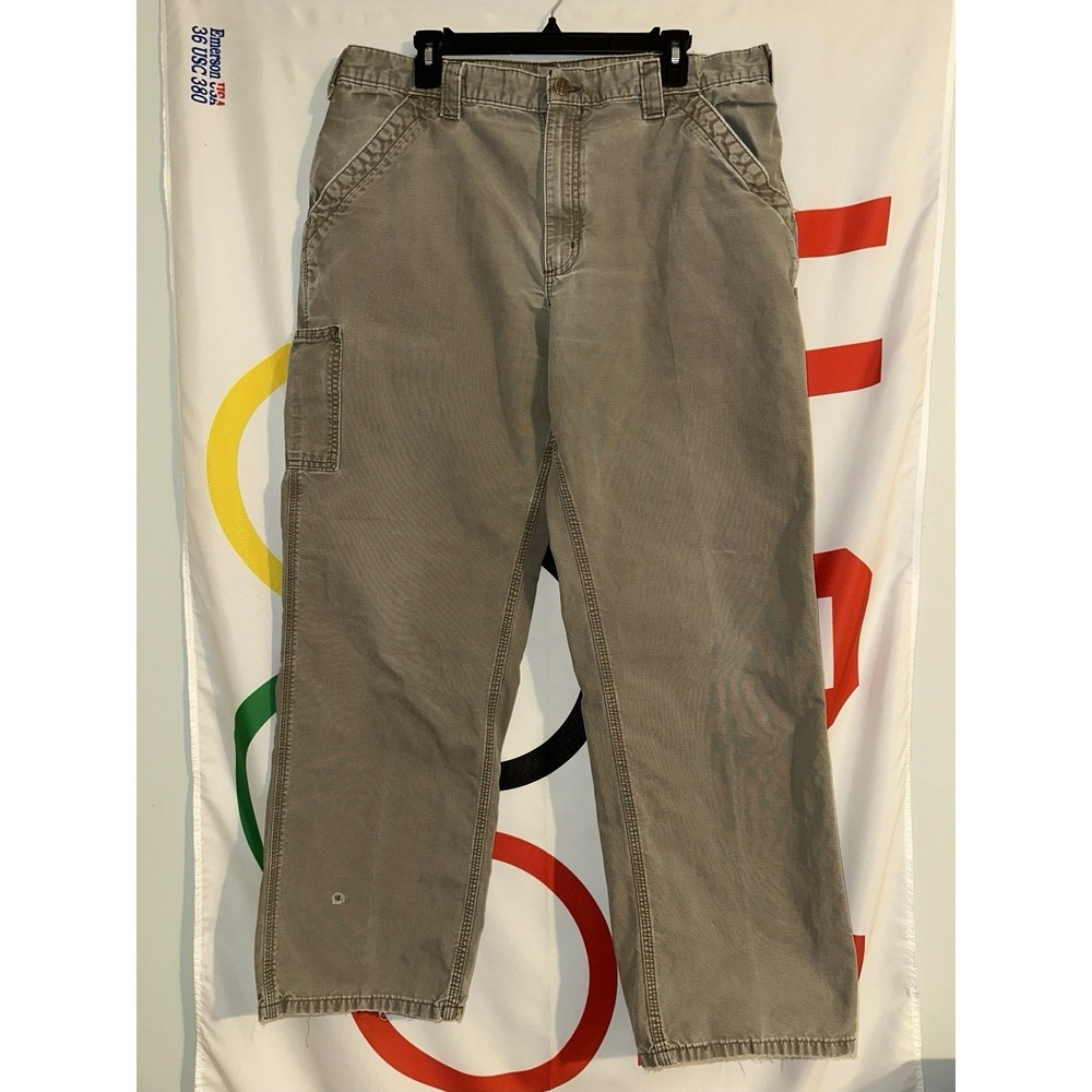Carhartt Pants Mens 35x30 Workwear Carpenter Cargo Gray